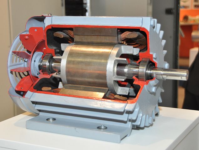 Induction motor diagram showing rotor and stator components