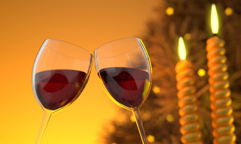 Wine Bottle and Glasses on a Table